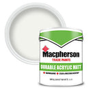 5L Macpherson Durable Acrylic Matt  Emulsion Pure Brilliant White