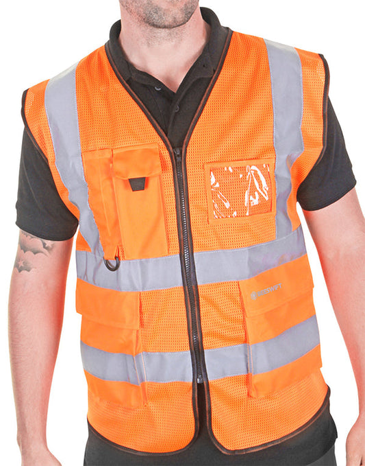 Executive Mesh Waistcoat Orange 5XL