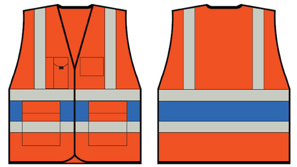 Orange Executive Vest With Royal Blue Band 3XL