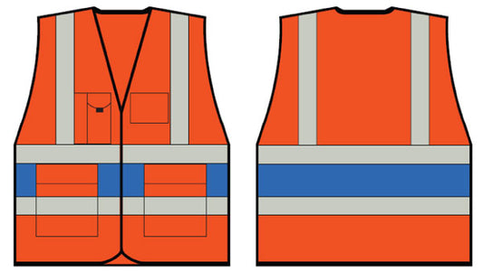 Orange Executive Vest With Royal Blue Band Med