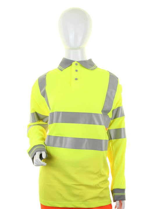 Beeswift Ladies Hi-Vis Long Sleeve Polo Shirt - {ALL COLOURS / SIZES}