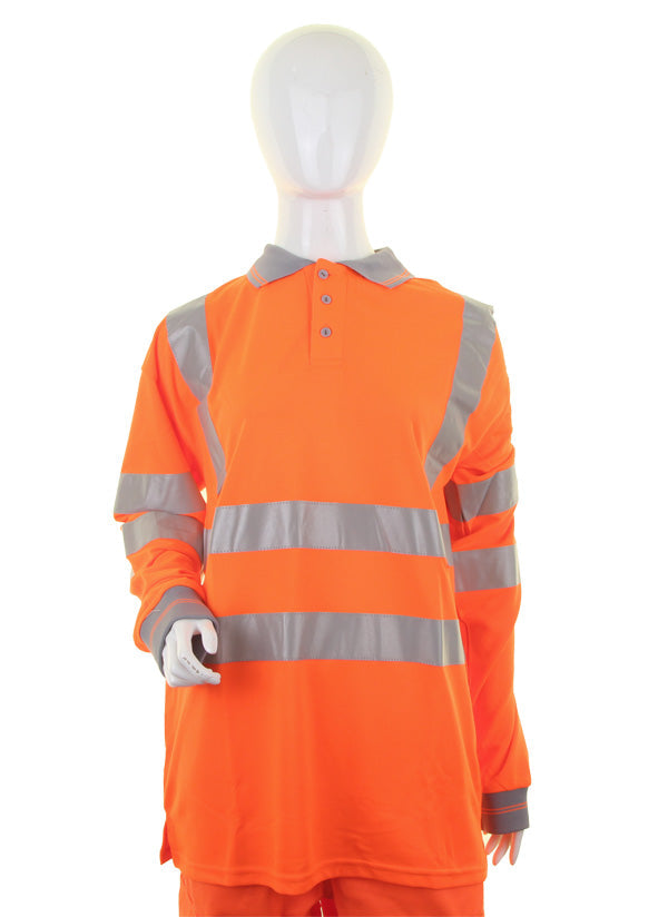 Beeswift Ladies Hi-Vis Long Sleeve Rail Spec Polo Shirt - {ALL COLOURS / SIZES}