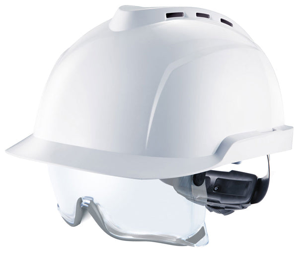 MSA V-Gard 930 Vented Safety Helmet with Integrated Eye Protection - {ALL COLOURS / SIZES}