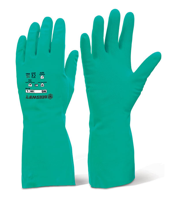 BEESWIFT NITRILE RUBBER CHEMICAL GLOVES - {ALL COLOURS / SIZES}