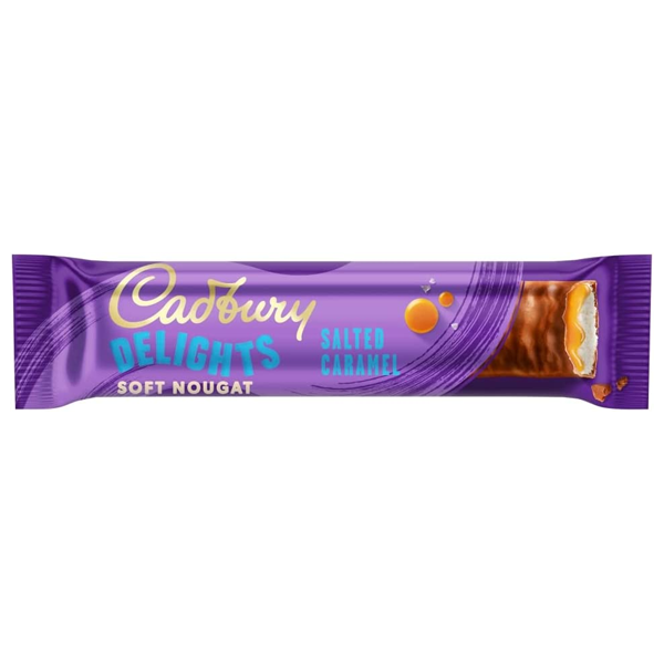 Cadbury Delights Soft Nougat Salted Caramel Chocolate Bars Pack 5