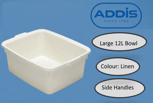 Addis Plastic Butler Large Rectangular Bowl, 12.5 Litre LINEN