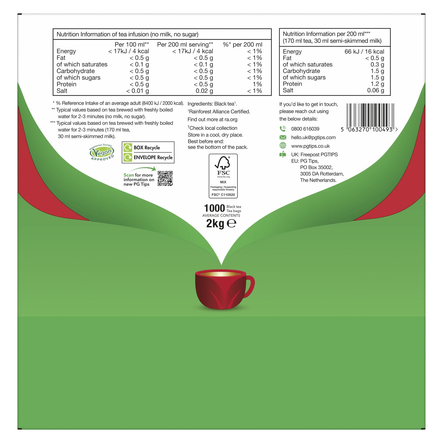 PG Tips Envelope Tea Bags BULK Pack x 1000