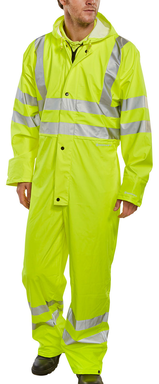 Beeswift Hi-Vis PU Breathable Coverall - {ALL COLOURS / SIZES}