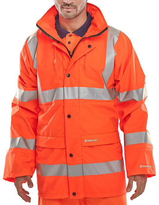 Beeswift Hi-Vis Breathable PU Jacket - {ALL COLOURS / SIZES}