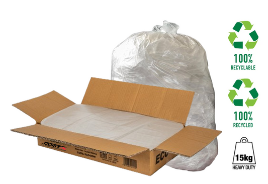 Eco Clear Refuse Sacks Bin Bags Heavy Duty 15kg CHSA (18x29x38) 200 Bags