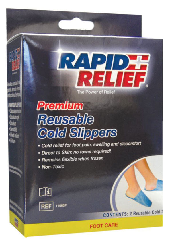 Rapid Relief Premium Reusable Hot/Cold Slippers 5"X12" Blue 12"