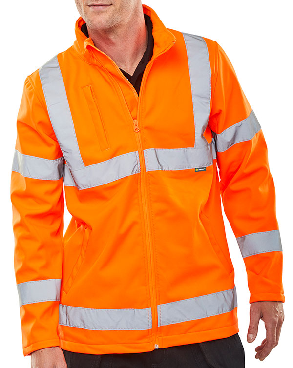 Beeswift Hi-Vis Soft Shell Lightweight Rail Spec Jacket - {ALL COLOURS / SIZES}