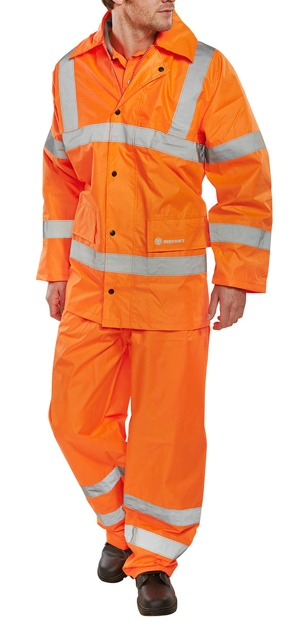 Beeswift Hi-Vis Lightweight Waterproof Suit - {ALL COLOURS / SIZES}