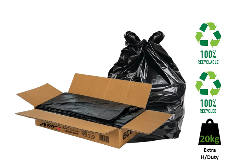 Black Refuse Sacks Bin Bags Extra Heavy Duty 20kg CHSA (18x29x38) 200 Bags