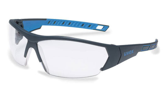 Uvex I-Works Anthracite/Blue Frame Safety Glasses Clear  Pack 10's