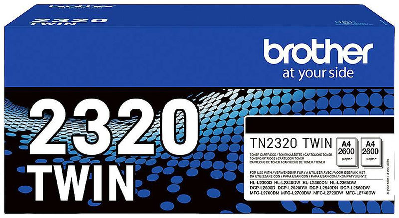 Brother Black Toner Cartridge Twin Pack 2 x 2.6k pages (Pack 2) - TN2320