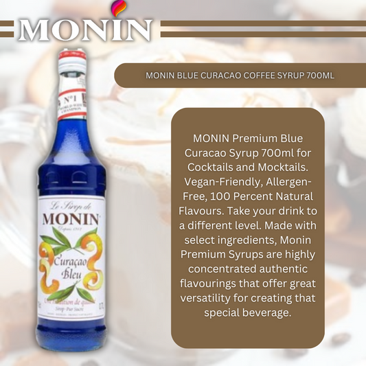 MONIN Blue Curacao Cocktail Syrup 700ml (Glass Bottle) Discounted Pump Offer