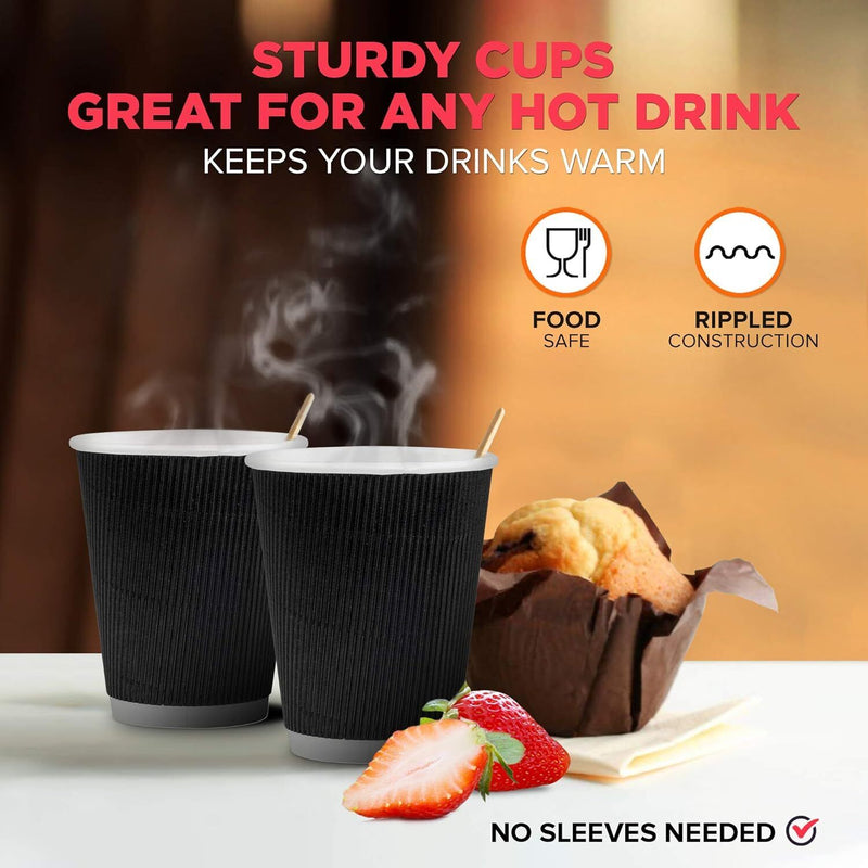 Belgravia 25cl/8oz Triple Walled Paper Black Ripple Cups