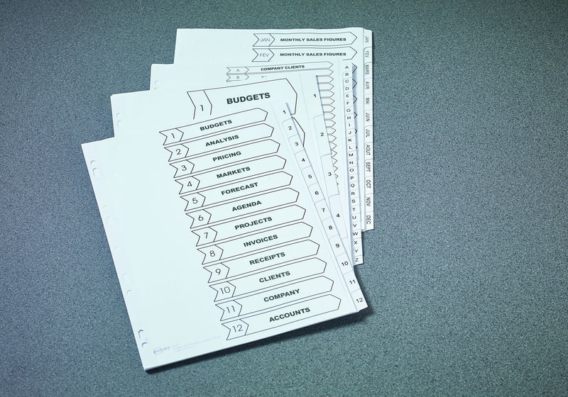 Avery Mylar Divider A-Z A4 Punched 150gsm White Card with White Mylar Tabs 05231061 - ONE CLICK SUPPLIES