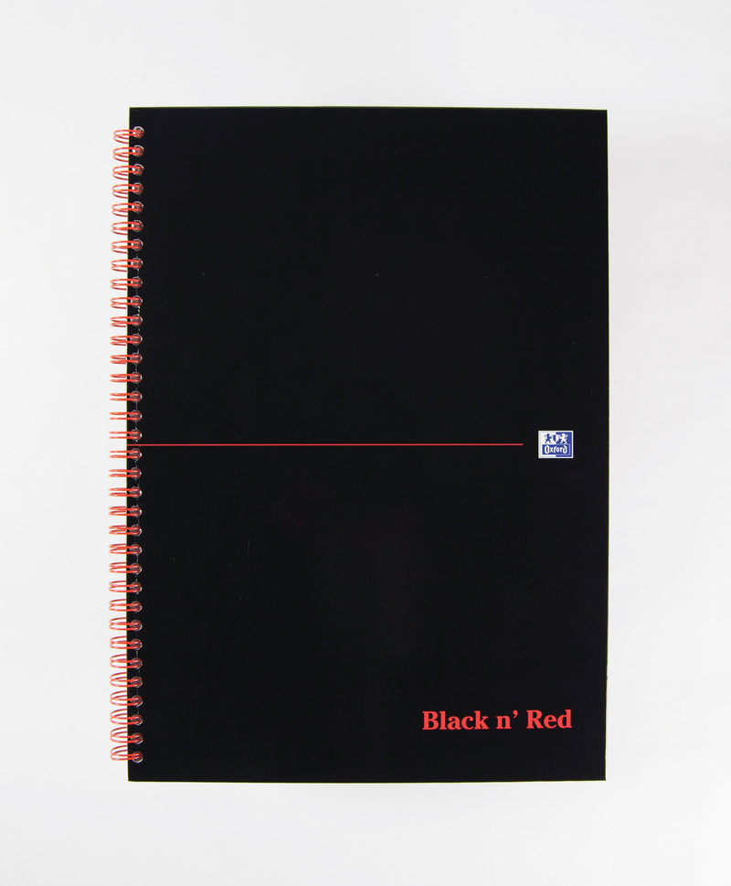 Black n Red Notebook Wirebound A4 Hardback A-Z Ruled 140 Pages 100080232 - ONE CLICK SUPPLIES