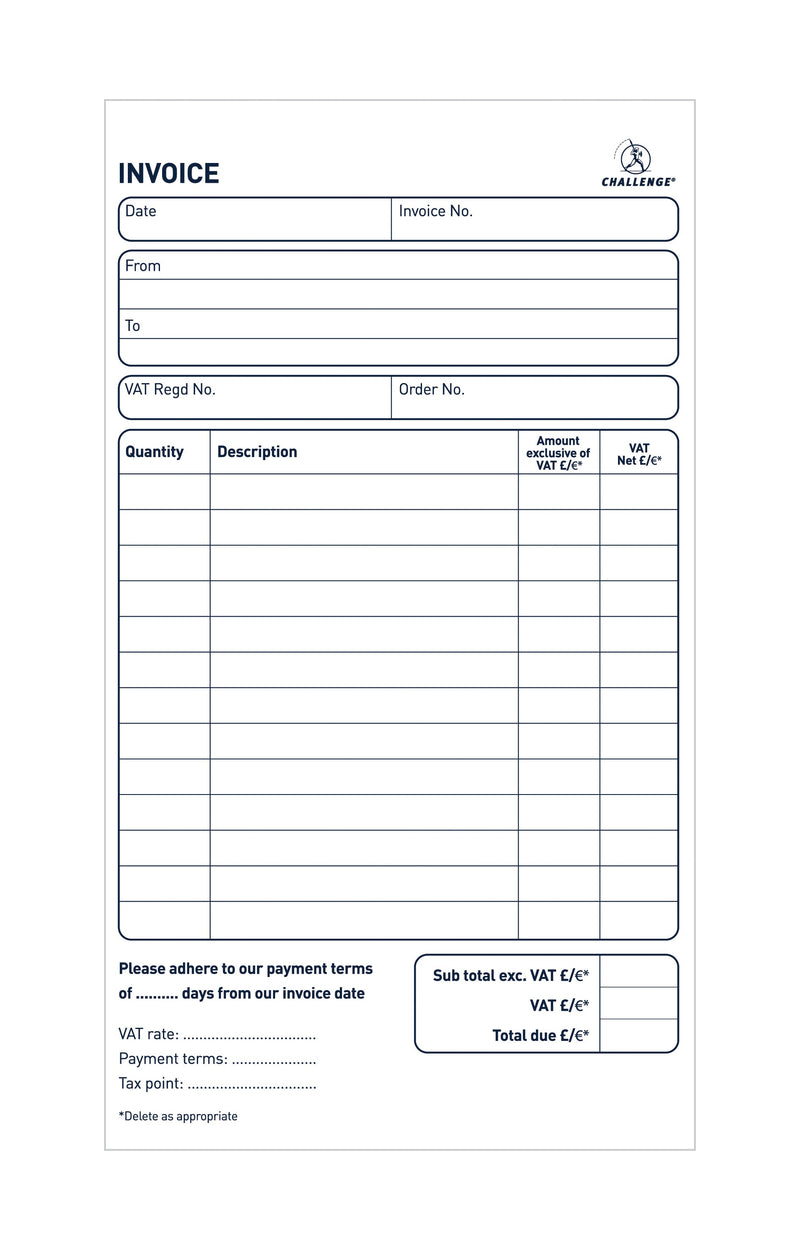 Challenge Duplicate Invoice Book 210x130mm Card Cover With VAT 100 Sets (Pack 5) 100080412 - ONE CLICK SUPPLIES