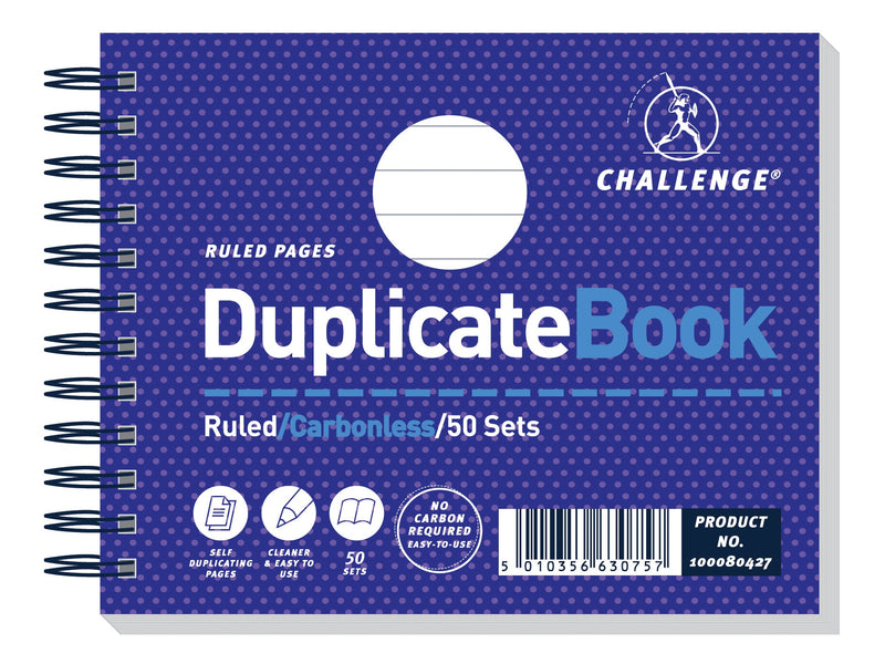 Challenge Duplicate Book Carbonless Wirebound Ruled 105x130mm (Pack 5) 100080427 - ONE CLICK SUPPLIES