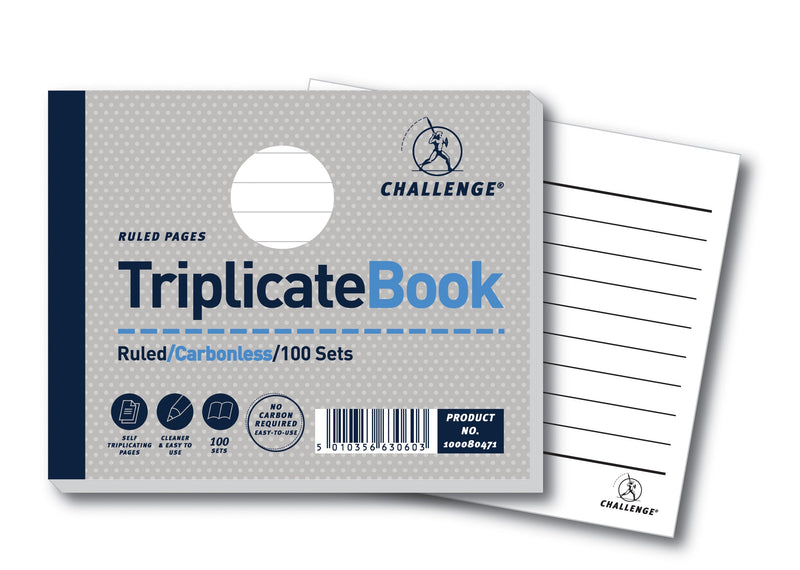Challenge Triplicate Book 105x130mm Card Cover Ruled 100 Sets (Pack 5) 100080471 - ONE CLICK SUPPLIES