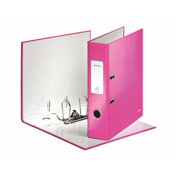 Leitz Wow Lever Arch File Laminated Paper on Board A4 80mm Spine Width Pink (Pack 10) 10050023 - ONE CLICK SUPPLIES