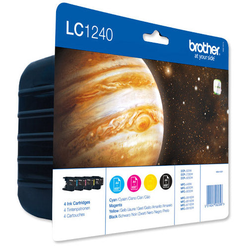 Brother LC1240 Value Blister Pack Ink Cartridge Pack - Full Set (Black/Cyan/Magenta/Yellow) - ONE CLICK SUPPLIES