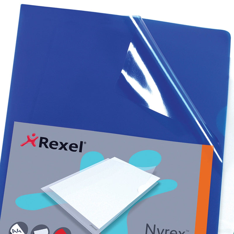 Rexel Nyrex Cut Flush Folder Polypropylene A4 110 Micron Assorted Colours (Pack 25) 12161AS - ONE CLICK SUPPLIES