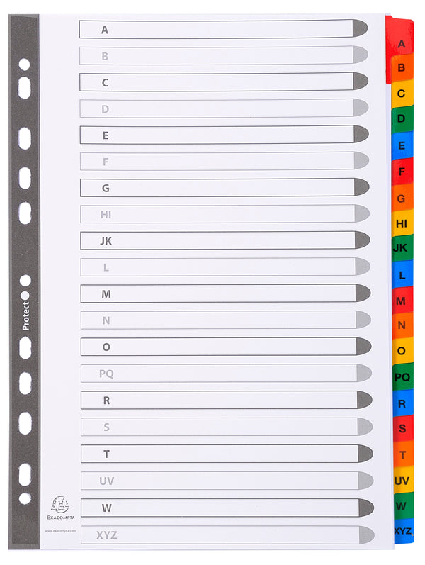 Exacompta Index A-Z A4 160gsm Card White with Coloured Mylar Tabs - 1111E - ONE CLICK SUPPLIES