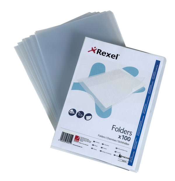 Rexel SuperFine Folders Polypropylene A4 110 Micron Clear (Pack 100) 12175 - ONE CLICK SUPPLIES