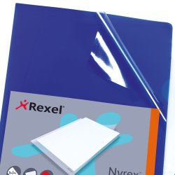 Rexel Nyrex Cut Flush Folder Polypropylene A4 110 Micron Blue (Pack 25) 12161BU - ONE CLICK SUPPLIES