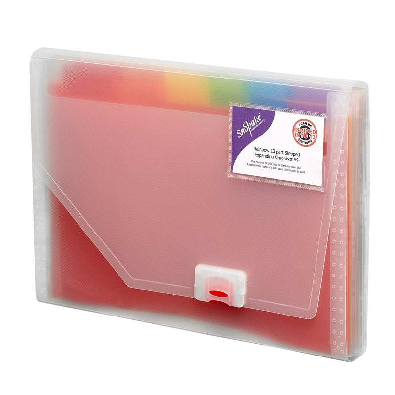 Snopake Rainbow Exanding File Polypropylene A4 13 Part Clear - 15768 - ONE CLICK SUPPLIES