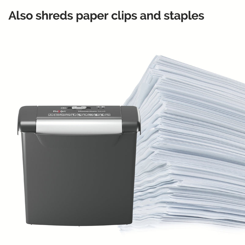 Rexel Momentum S206 Strip Cut Shredder 9 Litre 6 Sheet Black 2104568 - ONE CLICK SUPPLIES