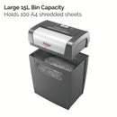 Rexel Momentum X308 Cross Cut Shredder 15 Litre 8 Sheet Black 2104570 - ONE CLICK SUPPLIES