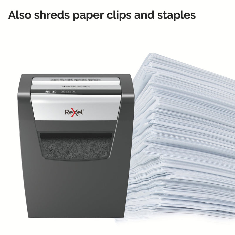 Rexel Momentum X312 Cross Cut Shredder 23 Litre 12 Sheet Black 2104572 - ONE CLICK SUPPLIES