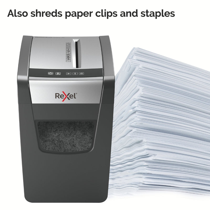 Rexel Momentum X410-SL Slimline Cross Cut Shredder 23 Litre 10 Sheet Black 2104573 - ONE CLICK SUPPLIES