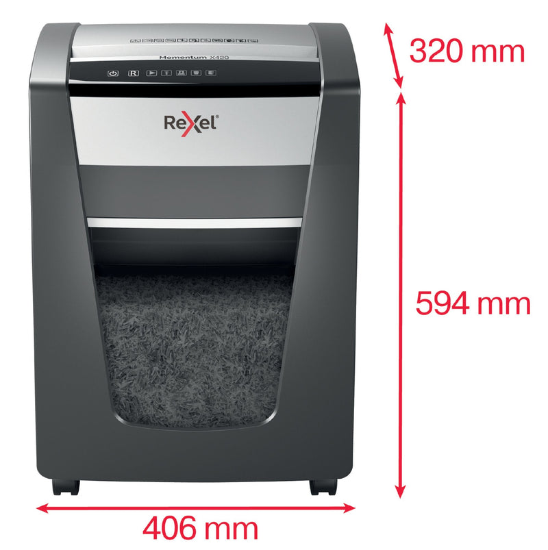 Rexel Momentum X420 Cross Cut Shredder 30 Litre 20 Sheet Black 2104578 - ONE CLICK SUPPLIES