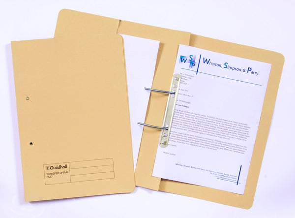 Guildhall Spring Pocket Transfer File Foolscap 420gsm Yellow (Pack 25) - 211/6003Z - ONE CLICK SUPPLIES