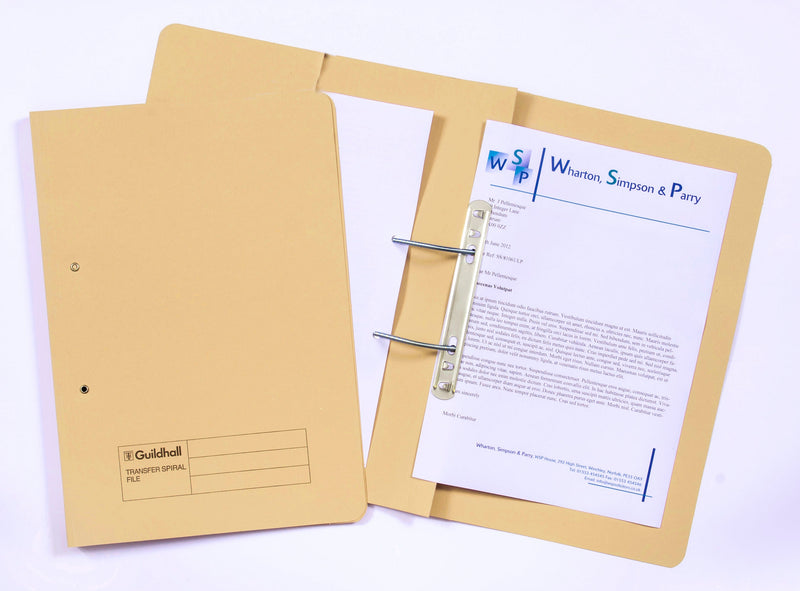 Guildhall Spring Pocket Transfer File Foolscap 420gsm Yellow (Pack 25) - 211/6003Z - ONE CLICK SUPPLIES