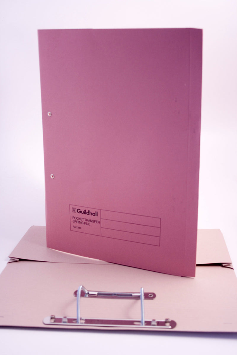 Guildhall Spring Pocket Transfer File Manilla Foolscap 420gsm Pink (Pack 25) - 211/6006Z - ONE CLICK SUPPLIES