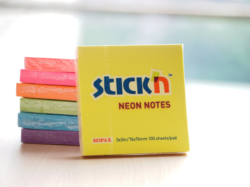 ValueX Stickn Notes 76x76mm 100 Sheets Neon Colours (Pack 12) 21332 - ONE CLICK SUPPLIES