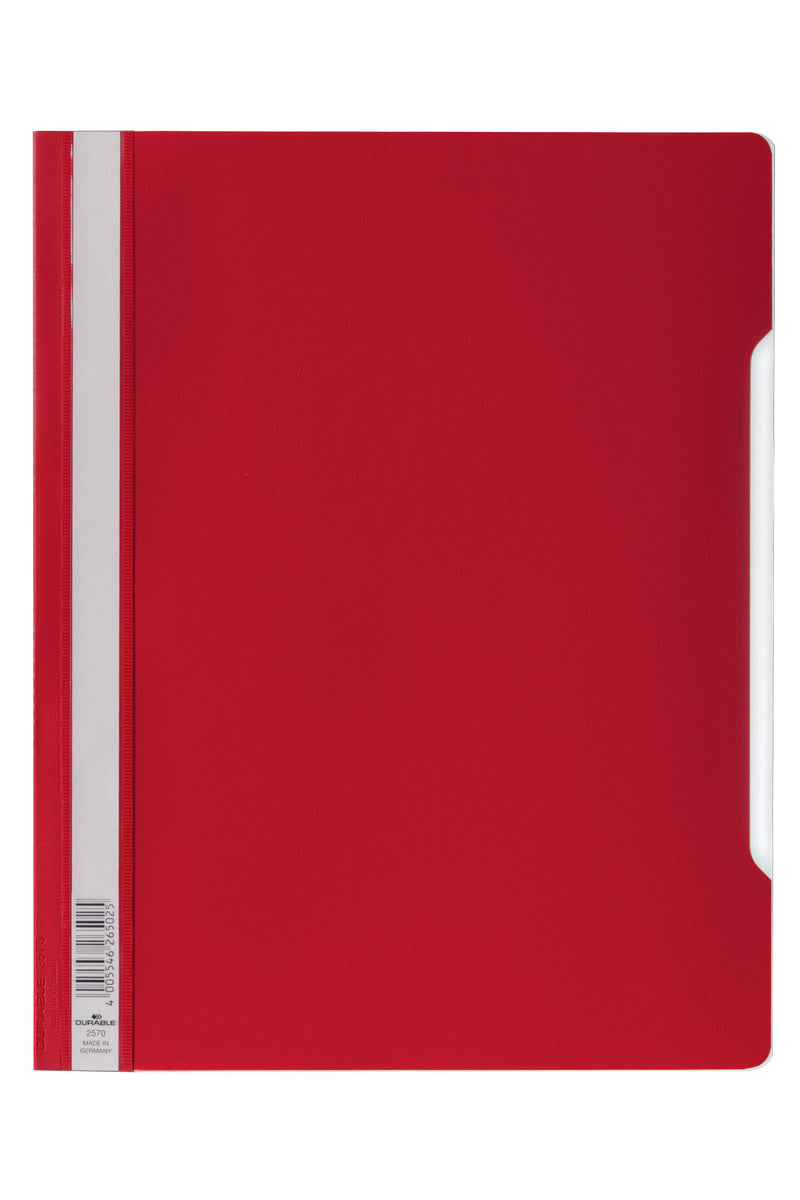 Durable Clear View Report Folder Extra Wide A4 Red (Pack 50) 257003 - ONE CLICK SUPPLIES