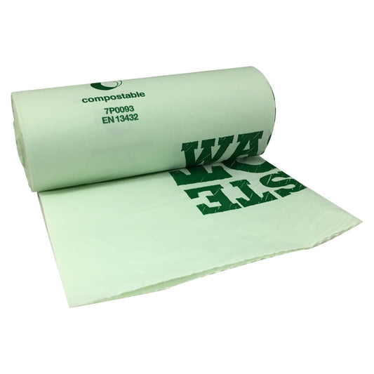 Compostable Biodegradable Food Waste 10 Litre Bin Liner Bags Roll (20 Bags) - ONE CLICK SUPPLIES