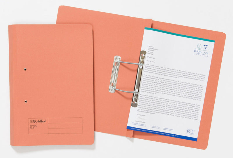 Guildhall Spring Transfer File Manilla Foolscap 285gsm Orange (Pack 25) - 346-ORGZ - ONE CLICK SUPPLIES