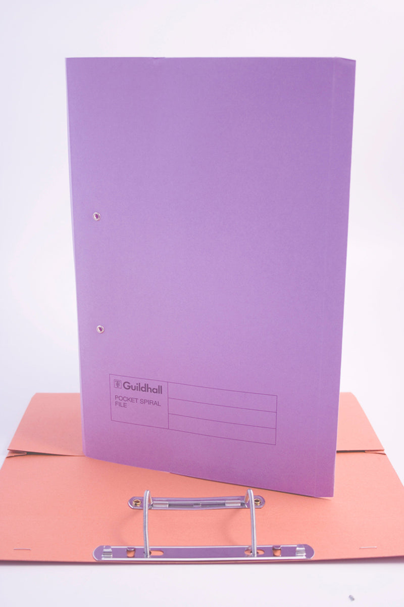 Guildhall Spring Pocket Transfer File Manilla Foolscap 285gsm Mauve (Pack 25) - 347-VLTZ - ONE CLICK SUPPLIES