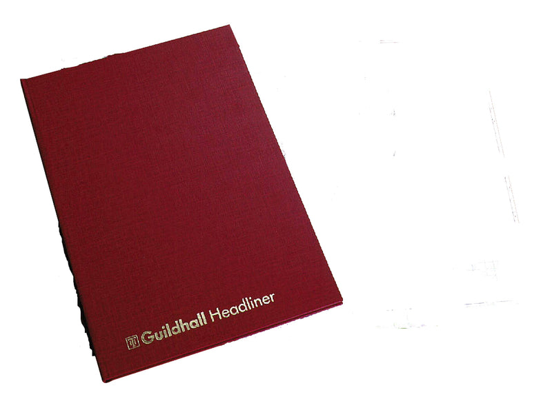 Guildhall Headliner Account Book Casebound 298x203mm 14 Cash Columns 80 Pages Red 38/14Z - ONE CLICK SUPPLIES