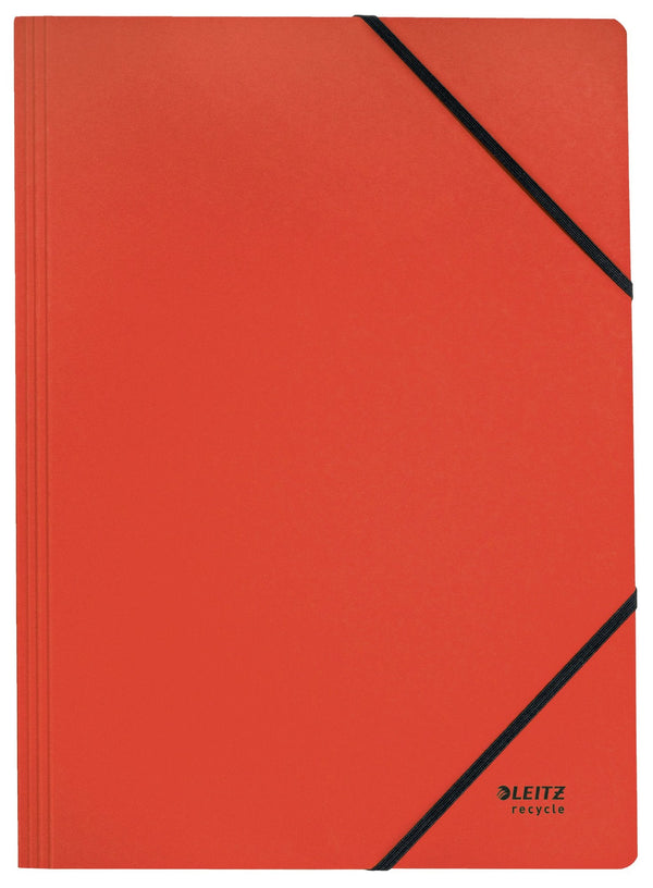 Leitz Recycle Card Folder With Elastic Band Closure A4 Red 39080025 - ONE CLICK SUPPLIES