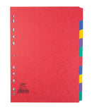 Elba Coloured Pressboard Dividers A4 Euro Punched 10 Part 400007513 - ONE CLICK SUPPLIES